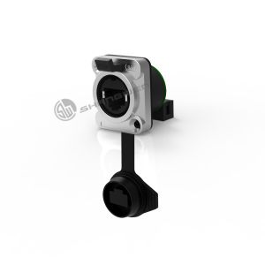 Outdoor IP65 Waterproof Panel Mount Thread Ethernet Rj45 Female Connector Horn