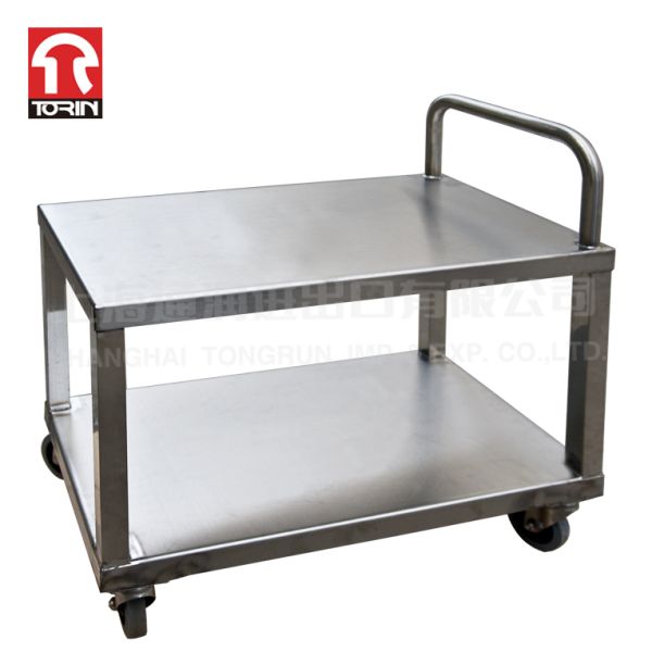 Torin DZ27 Double Stainless Steel Trolley Portable Dining Car Handcar Tindustrial Rolling Cart