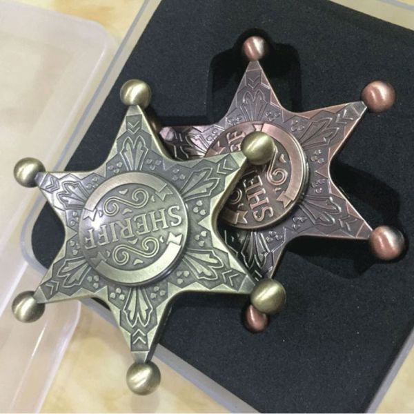 Hexagonal Neptune Sheriff's Badge Fidget Spinner for ADHD ADD Relief and Anti-Anxiety