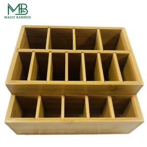 Bamboo Adjustable Multifunction Makeup Tool Storage Box