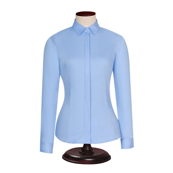 Slim Fit Bamboo Fiber Formal Shirt For Women Women's Blouses Shirts With Stand Collar