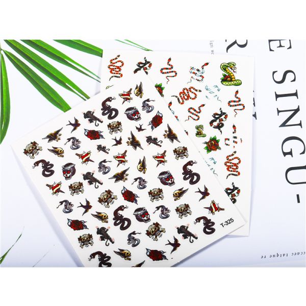 Style Plastic 2D Japanese Diablo Snake Nail Stickers Cartoon Pattern Adhesive Backing