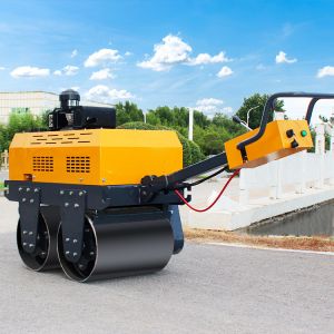 Mini Walk Behind Vibratory Road Roller Construction Road Machinery Double Drum