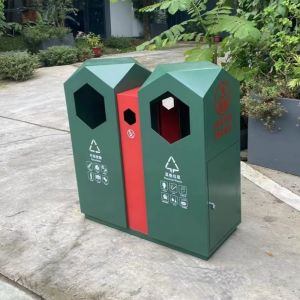 Innovative Irregular Trash Bin Stainless Steel Double Bin Waste Bin