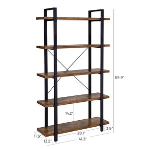 Bookshelf with 5 Layers, Industrial Style Bookshelf, Home Office Bookshelf,