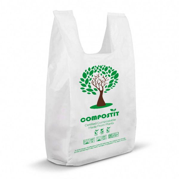 Buy Custom printed Certified Compostable Biodegradable plastic Carry Bags at wholesale prices