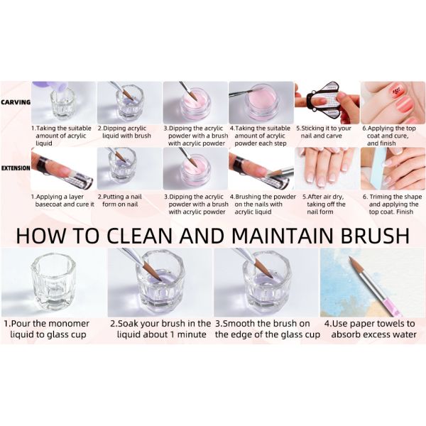 Professional Acrylic Nail Kit for Beginners With Nail Brush Monomer Acrylic Powder Set Nail Extension Form