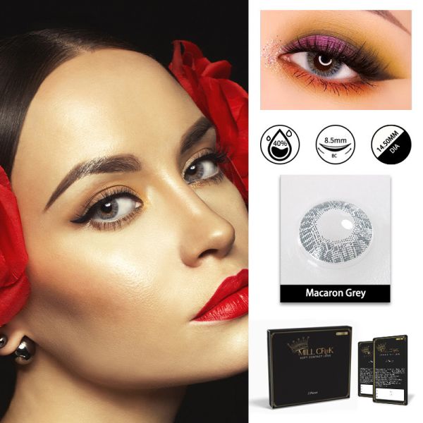 Soft 14.5mm 3 Tone Natural Sterling Gray Contact Lenses Yearly