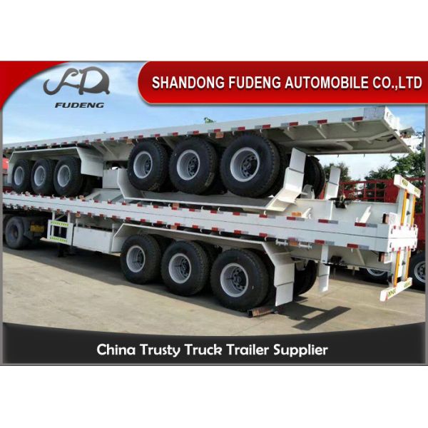 Buy 35 Ton 12 Wheeler Flatbed Container Trailer 3 Axle Semi Trailer 2500 *2500 * 1550mm at wholesale prices
