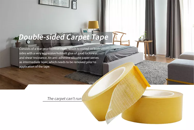 Factory Direct Double Sided Residue-Free White Carpet Tape Hot Melt Pressure Sensitive Adhesive for Wedding Carpet for Masking