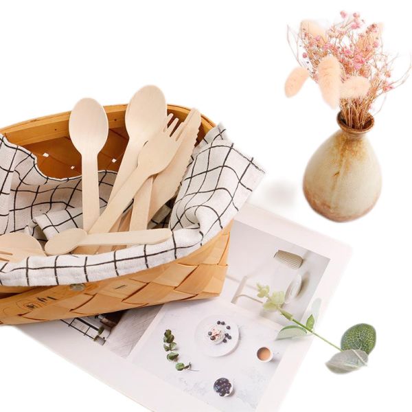 Wholesale Disposable Birch Wooden Party Spoons wooden cutlery with logo