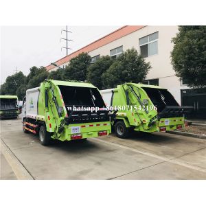 3 Ton Hydraulic Rubbish Compactor Truck , Rear Loader Garbage Truck Logo Printed
