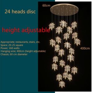 Modern staircase chandelier hotel lobby villa spiral leaf chandelier(WH-NC-74)