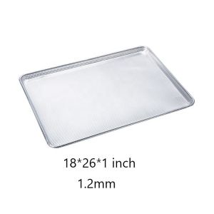 China 26 x 18 inch 1.2mm perforated metal tray perforated flat baking sheet perforated aluminum sheet wire-in-the-rim sheet tray on sale