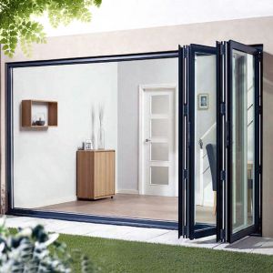 China Insulated Prefab House Exterior Aluminum Folding Door Patio Double Glazing on sale