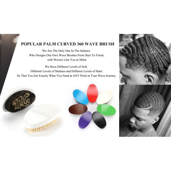 Oem Custom Wave Hair Brush For 360 Wood Handle Natural Wild Boar Bristle