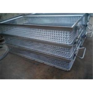 Quality Rectangular Sterilized Stainless Steel Mesh Basket Smooth Surface With Handles for sale