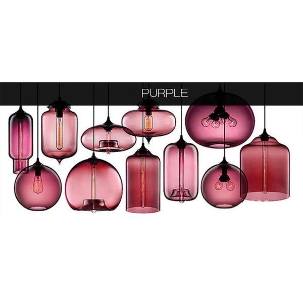 purple.jpg Colorful Modern Fishbowl Glass Pendant Light - 8 colors & 13 shapes available