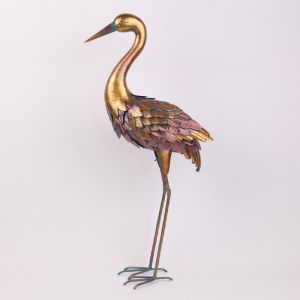 Quality Metallic Iron Crane Decor Animal Garden Ornament for Medium Gardens for sale