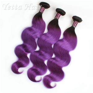 Ombre Virgin Russian Human Hair Burgundy Hair Extensions 18inch