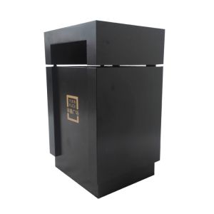 Square 15gal Single Steel Outdoor Trash Can With Logo