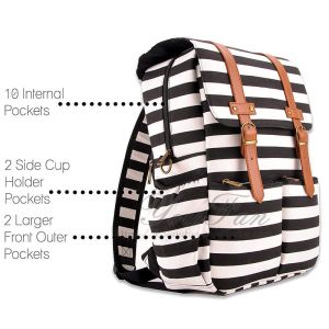 Unisex Canvas Diaper Bag Backpack leather canvas diaper bag