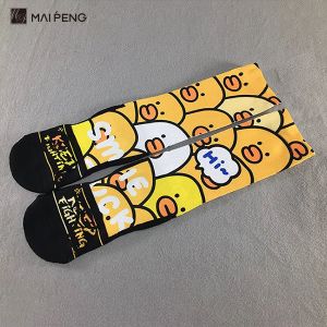 Cartoon Half Terry Sublimation Printed Socks Breathable Cotton Custom