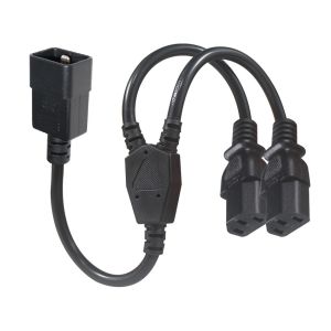 C20 to Dual C13 Power Splitter Cable 6ft 250V Black PVC