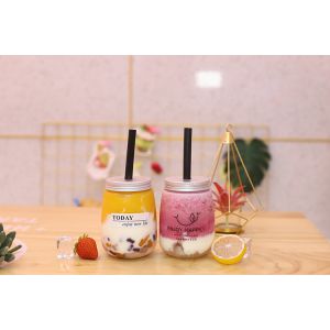 Screw-on Lid Milk Tea Bottles For Juice Clear Packaging In Bulk