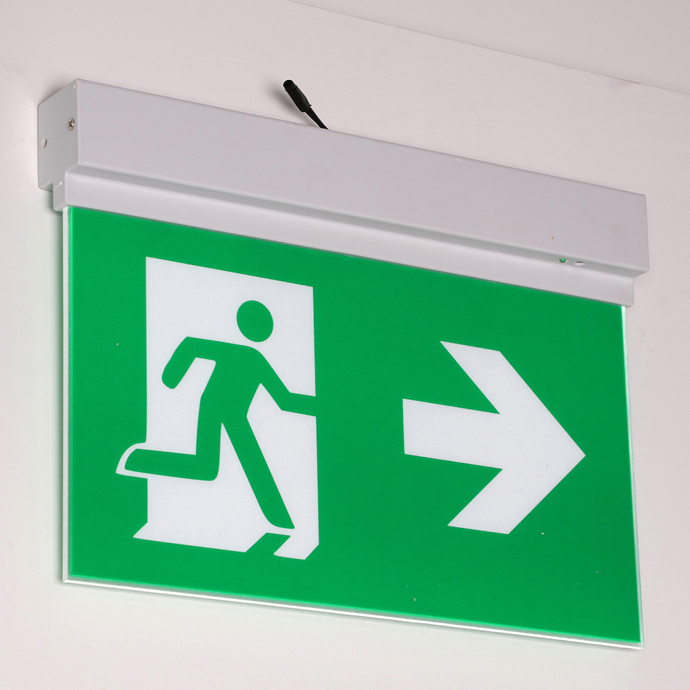 Double Sided Rechargeable LED Emergency Exit Sign with 3 Hours Backup, Li-ion Battery, and Plastic Construction