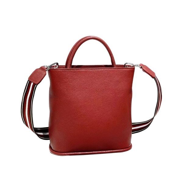Buy Red Ladies Genuine Leather Tote Handbags Shoulder Bags Large Capacity at wholesale prices