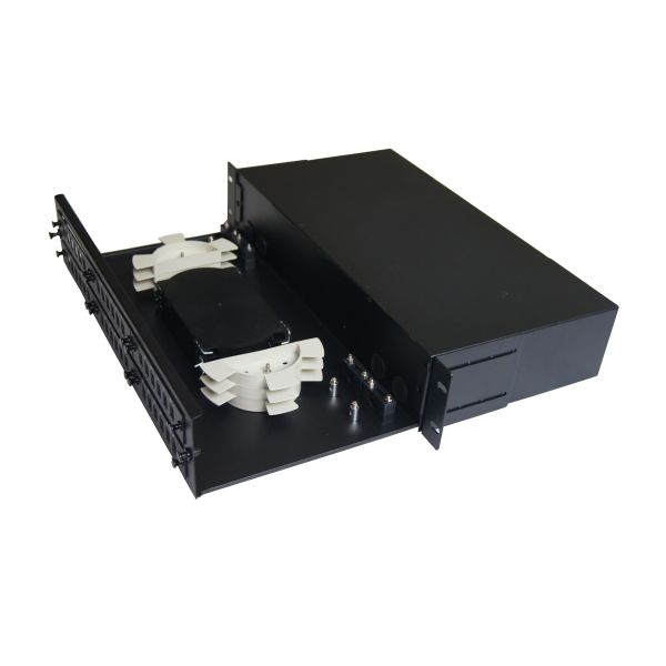 1U 19 Inch Rack Mount Fiber Optic Patch Panel ODF FDU Fiber Terminal LIU 24 Cores Per Tray