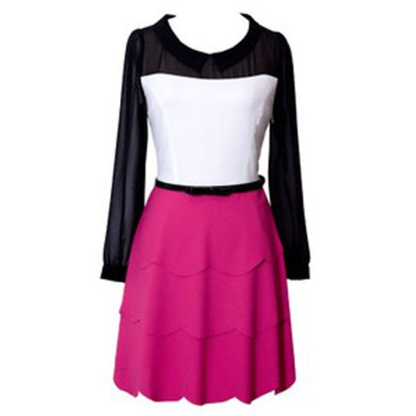 Ladies Scoop Neck Short Flared Dresses , Sleeveless Casual Dress