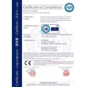 SHENZHEN JIATUO PLASTIC MACHINERY CO.,LTD Certifications