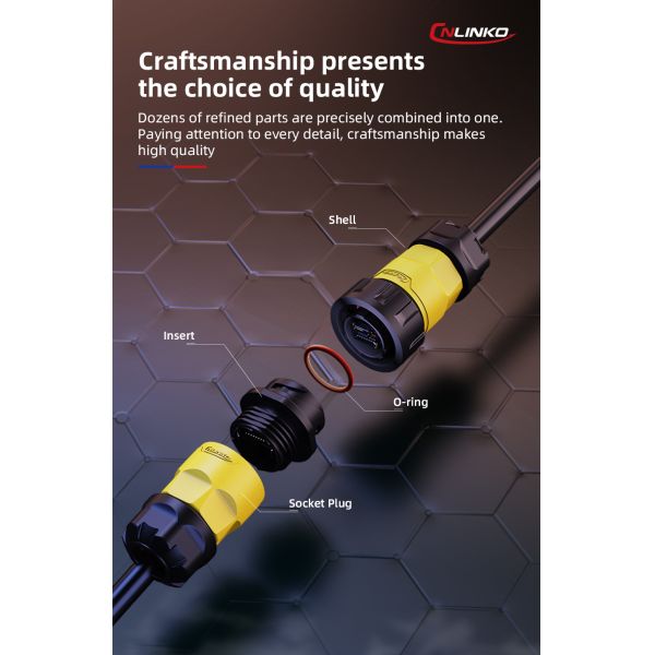 Cnlinko YM20 IP68 Waterproof RJ45 Quick Connector Electric Connectors Waterproof Cable Connector