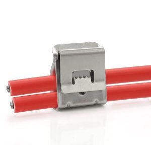 Australian Standard 2x 4 Mmsq Solar Wire Clips , Silver Metal Cable Clips