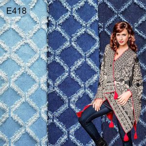 ISO9001 Indigo Polyester Cotton Jacquard Jean Denim Fabric Thick Breathable