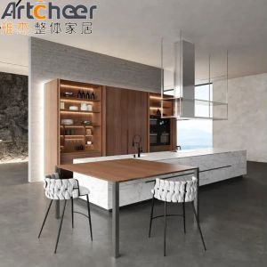 Modular Acrylic Kitchen Cabinet Door with Aluminium Frame and Sintered Stone