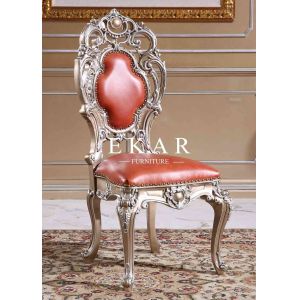 Retro Leather and Fabric Luxury High Quality Solid Wood Dining Chair