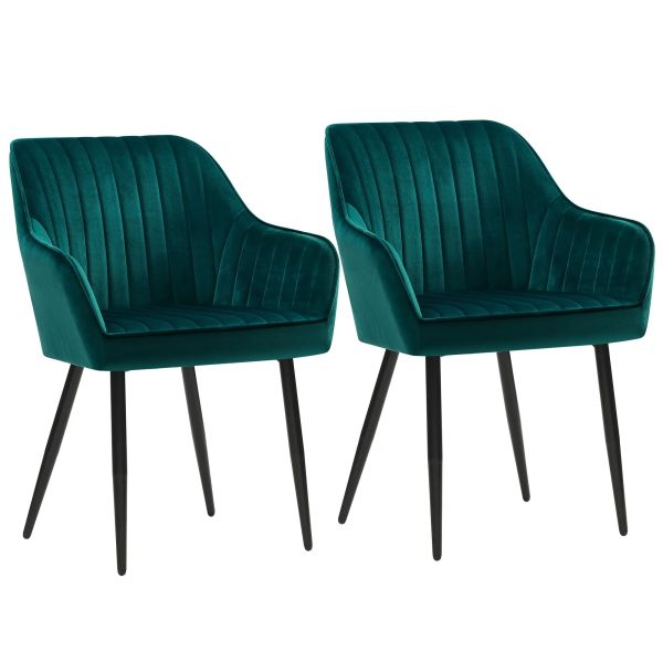 Buy Kitchen Nordic Dark Green Upholstered Dining Chairs With Arms at wholesale prices