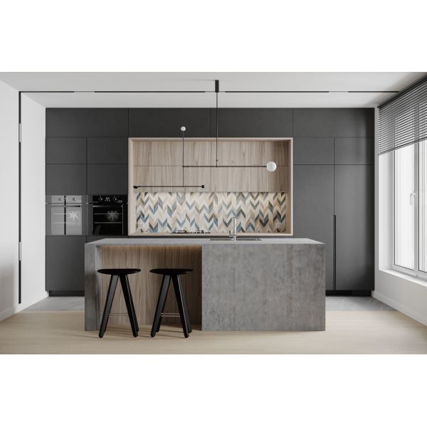 Buy Custom Wooden Kitchens Furniture Moderne Walnut Solid Wood Kitchen Cabinets at wholesale prices