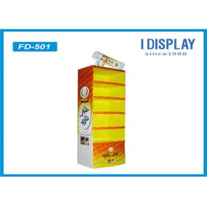 Yellow Retail Floor POP Cardboard POP Displays Stand For Medicine Products