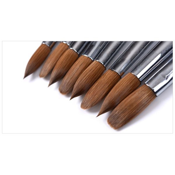 Professional Wholesale Superior Art High Quality 11 Different Sizes Custom Kolinsky Acrylic Nail Brush