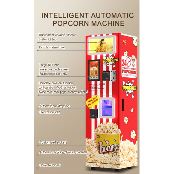 Fully Automatic Popcorn Vending Machine CE Certified, Multi Payment, Great Taste