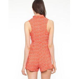 Sleeveless Women Jumpsuits And Rompers , Chiffon Red / Black Little