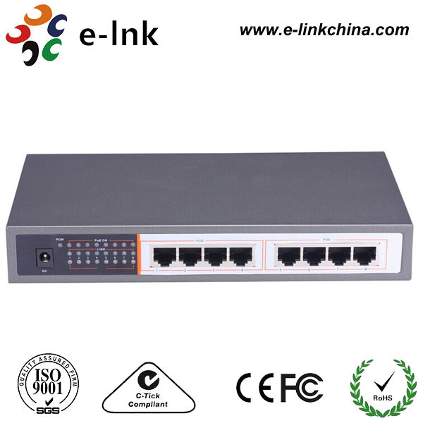 10 / 100 / 1000Mbps 8 ports Ethernet POE Switch , 220VAC Industrial Gigabit