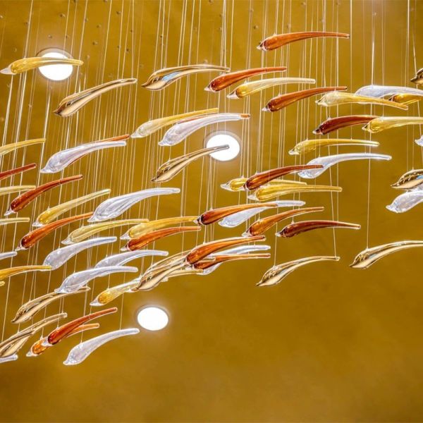 Glaze Art Ocean Theme Glass Fish Chandelier Creative Decorative Chandelier