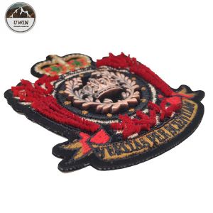 Exquisite Crown Custom 3d Patches , Large Custom Embroidered Patches For Pants