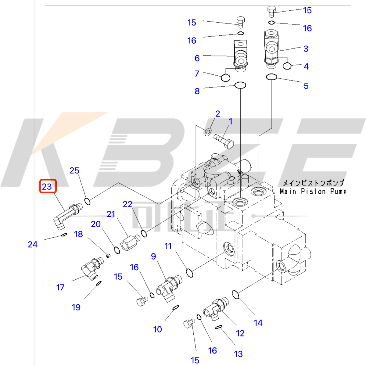 KOMATSU 02782-10212 0278210212 ELBOW FITTING FOR D155A D31 D41E D65 D85 HD325 HD465 HD785