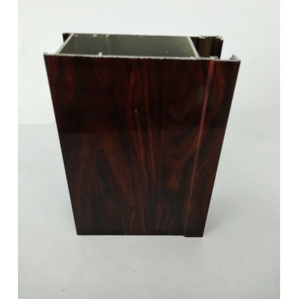 Square Reddish Brown Wood Finish Aluminium Profiles With Strong Stability